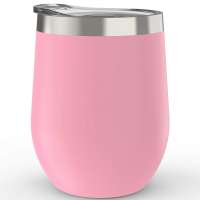 Customized logo 12oz Wine Tumbler for Wine Double Wall Stainless Steel Stemless Wine Tumbler with Lid Straw Brush