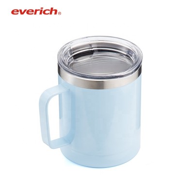 Powder Coated Insulated Double Wall 18/8 Stainless Steel Tumbler Mug Wine Cup 12oz With Straw And Brush For Hot Cold Drinks